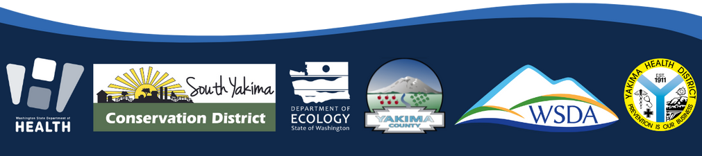 Washington state and local agency logos on a blue background